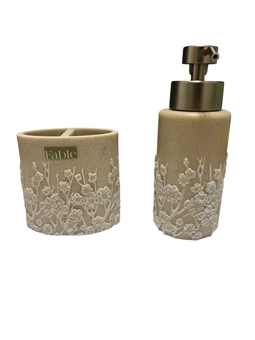 Fable Floral Embossed Cream Bathroom Accessory Set